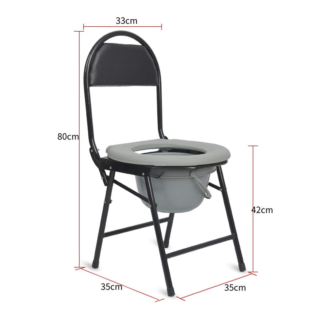**Portable Folding Commode Chair with Arms & Backrest - Lightweight Toilet Seat for Elderly, Disabled & Pregnancy - Homecare Bathroom Support for Indoor & Outdoor Use**