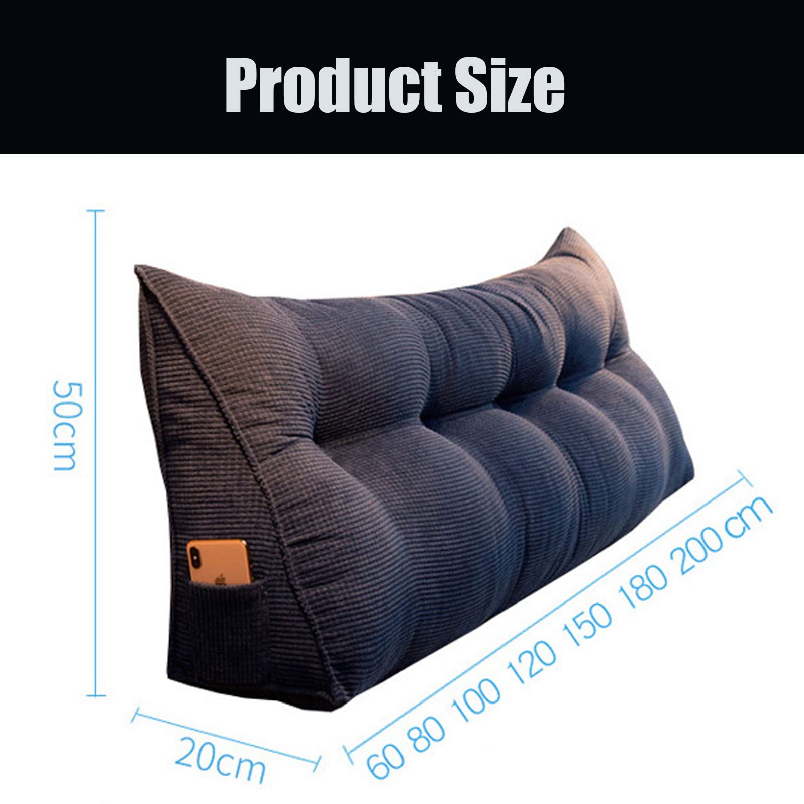 Ergonomic Reading Pillow & Wedge Cushion with Removable Cover - Back Support for Beds, Daybeds & Bunk Beds - Perfect for Reading, Watching TV, or Relaxing (King Size)