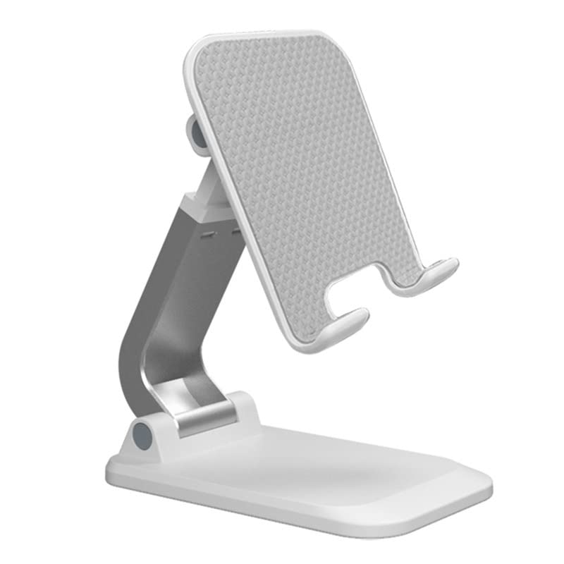 Adjustable Foldable Phone Stand for Desk - Portable Cell Phone Holder Cradle Dock for iPhone 14/Plus/Pro/Pro Max & Smartphones - Perfect for Office, Home, Video Calls & Hands-Free Viewing (White)