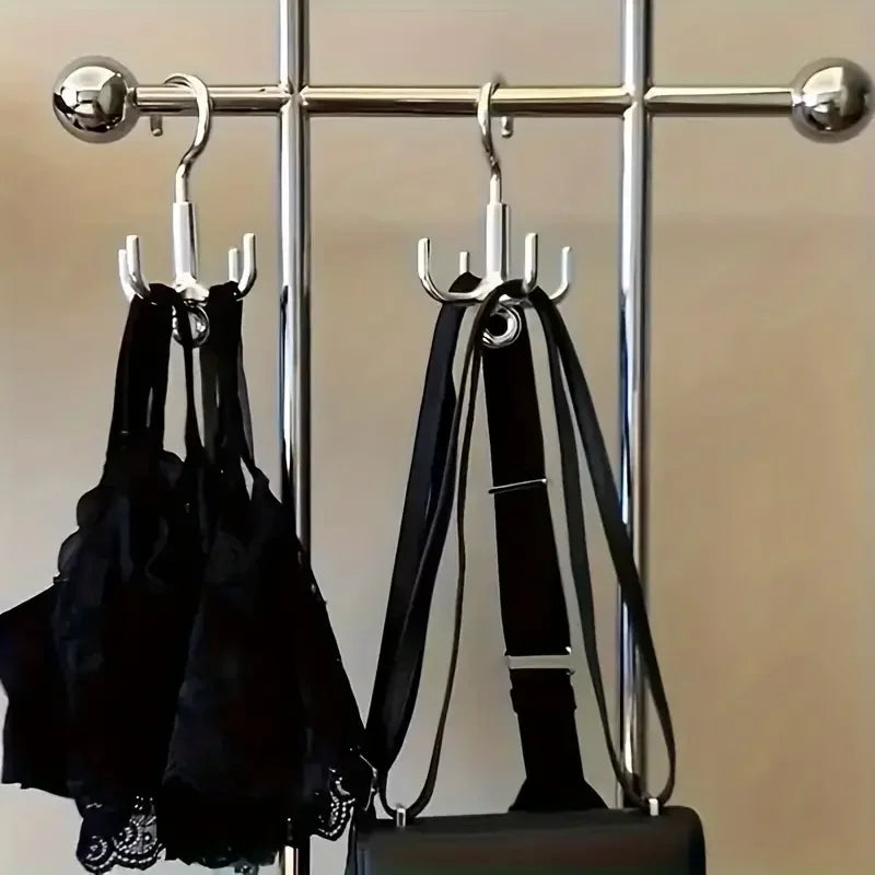 Swivel Quad Hook Hanger - 360° Rotating Heavy Duty Wall Hooks for Hanging Coats, Hats, Bags & More - Perfect for Entryway, Closet & Bathroom Organization