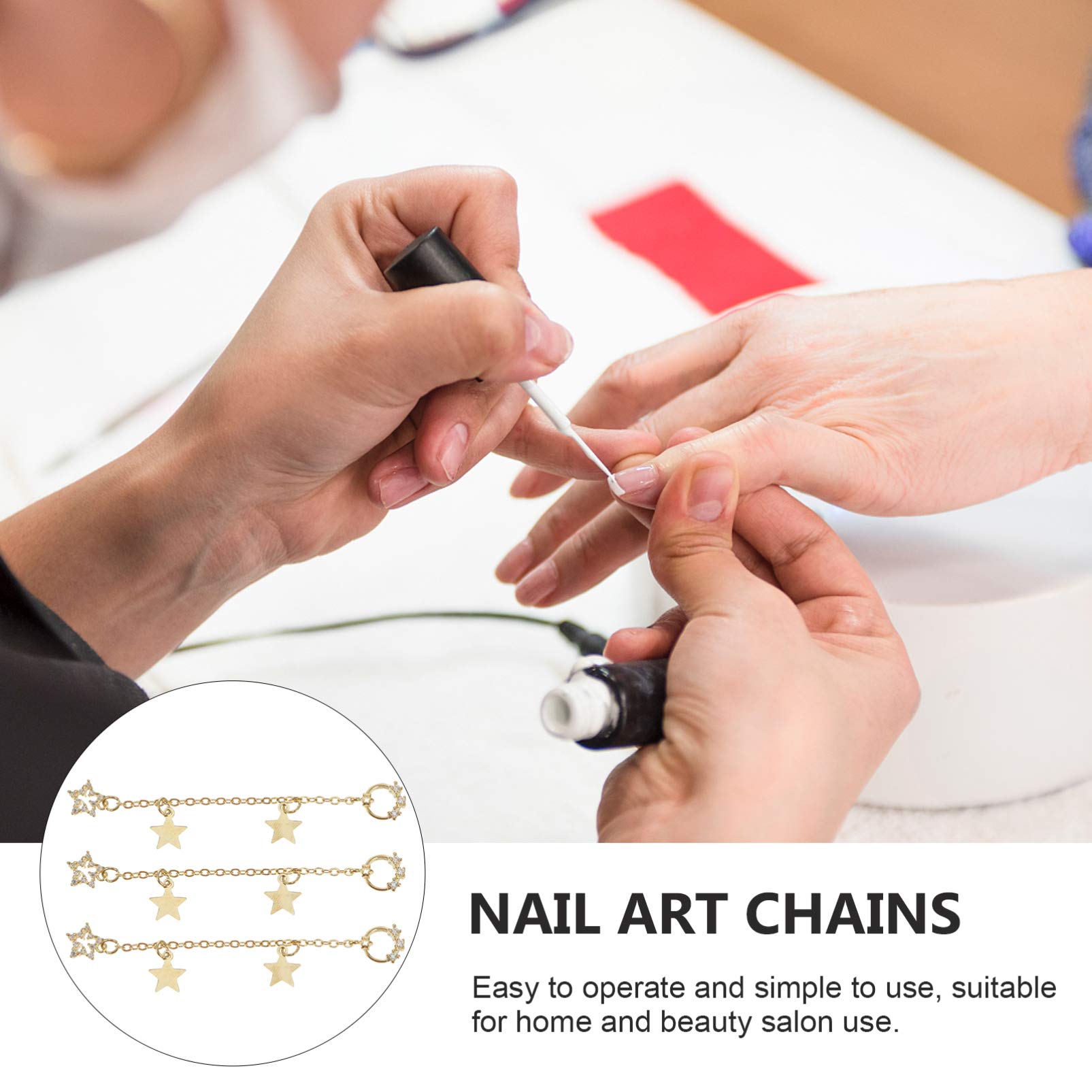 Beaupretty 3Pcs Nail Art Chain Pendants - Gold Silver Rose Gold Nail Jewelry Charms for DIY Manicure, Nail Decoration, Party & Wedding Nail Accessories