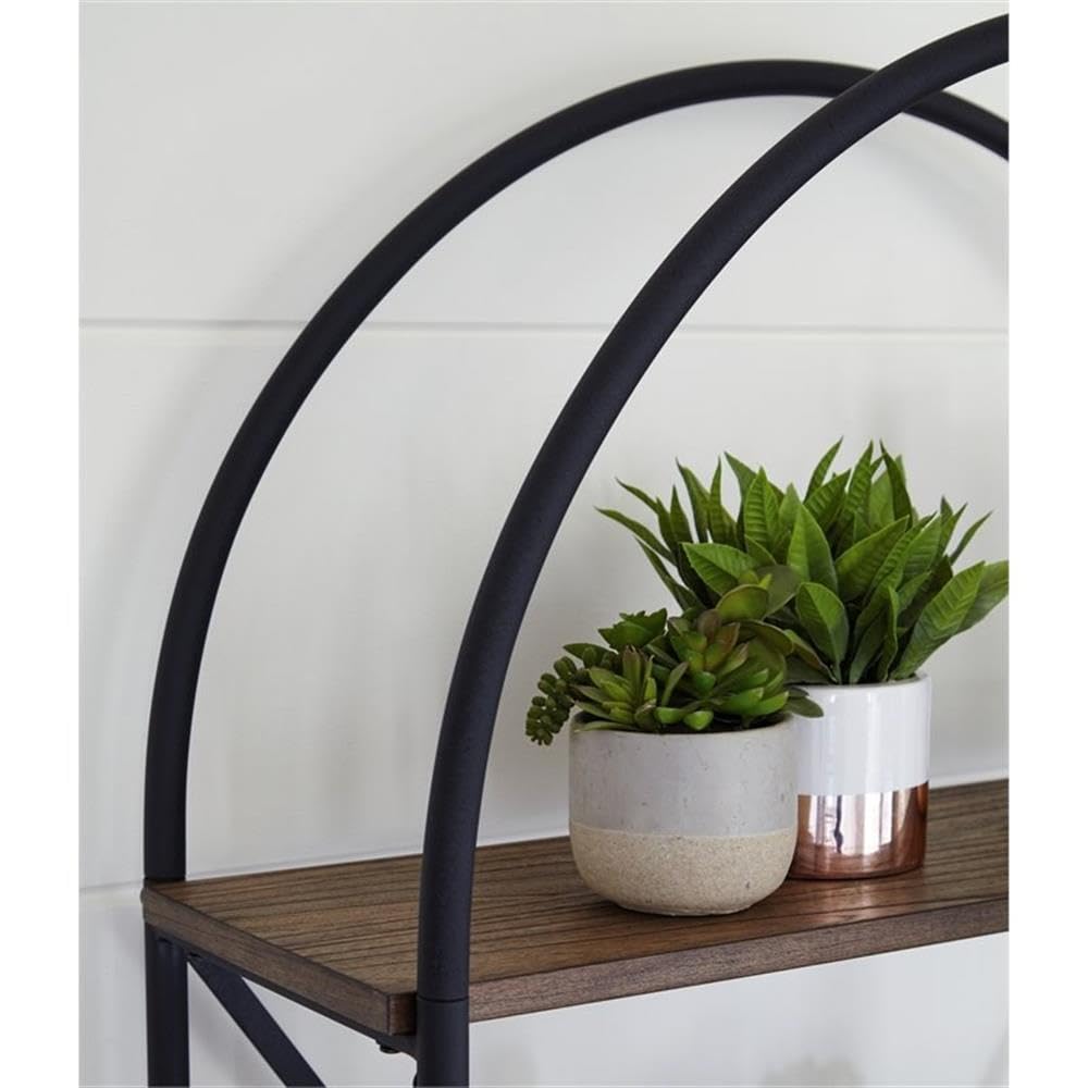BOWERY HILL 5 Shelf Bookcase - Brown & Black Wooden Bookshelf for Living Room, Bedroom, Office - Perfect for Home Decor, Book Storage, and Display Organizer