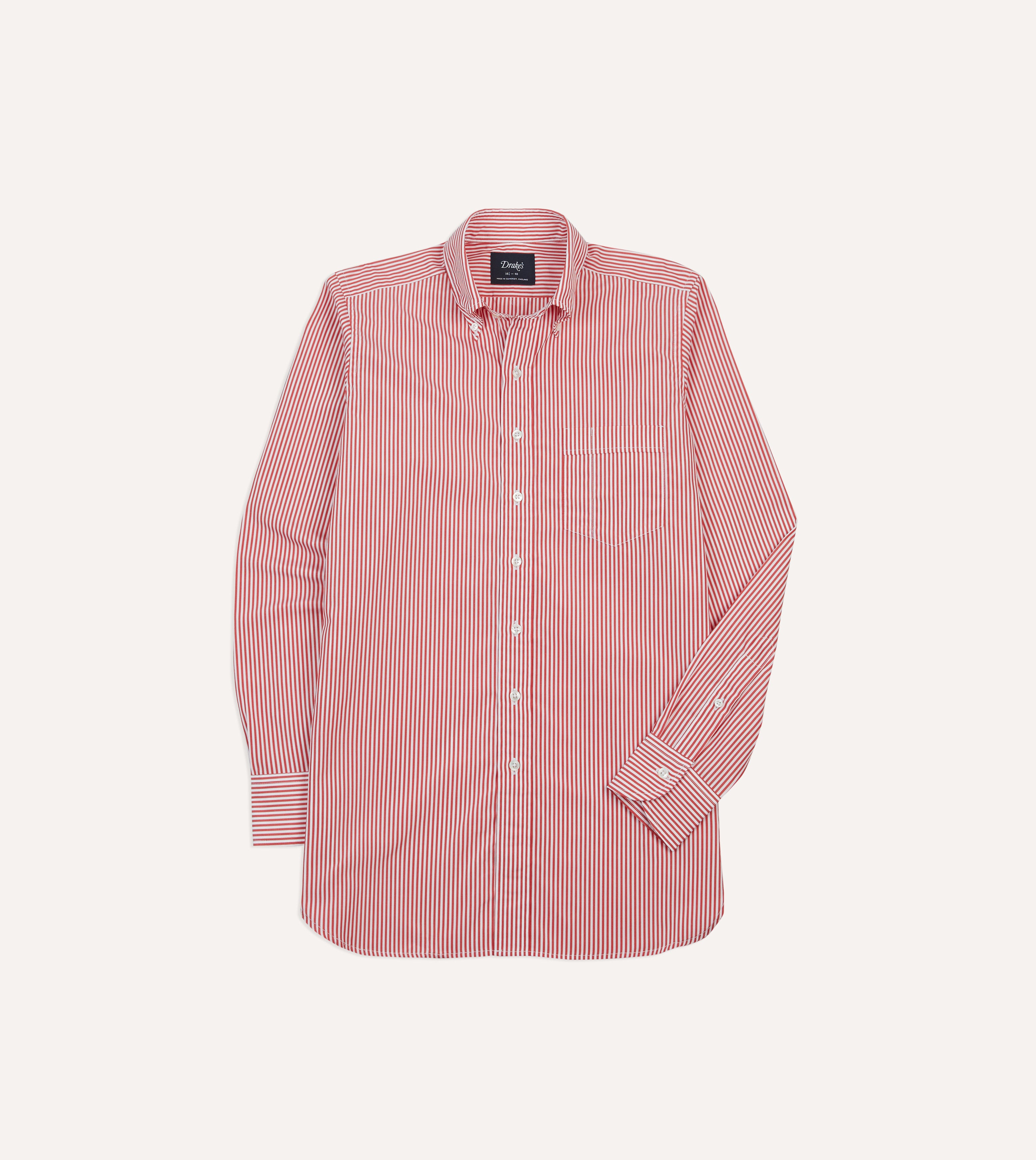 Red Narrow Stripe Cotton Poplin Button Down Shirt for Men - Classic Casual & Business Wear - Perfect for Office, Date Night & Outdoor Events