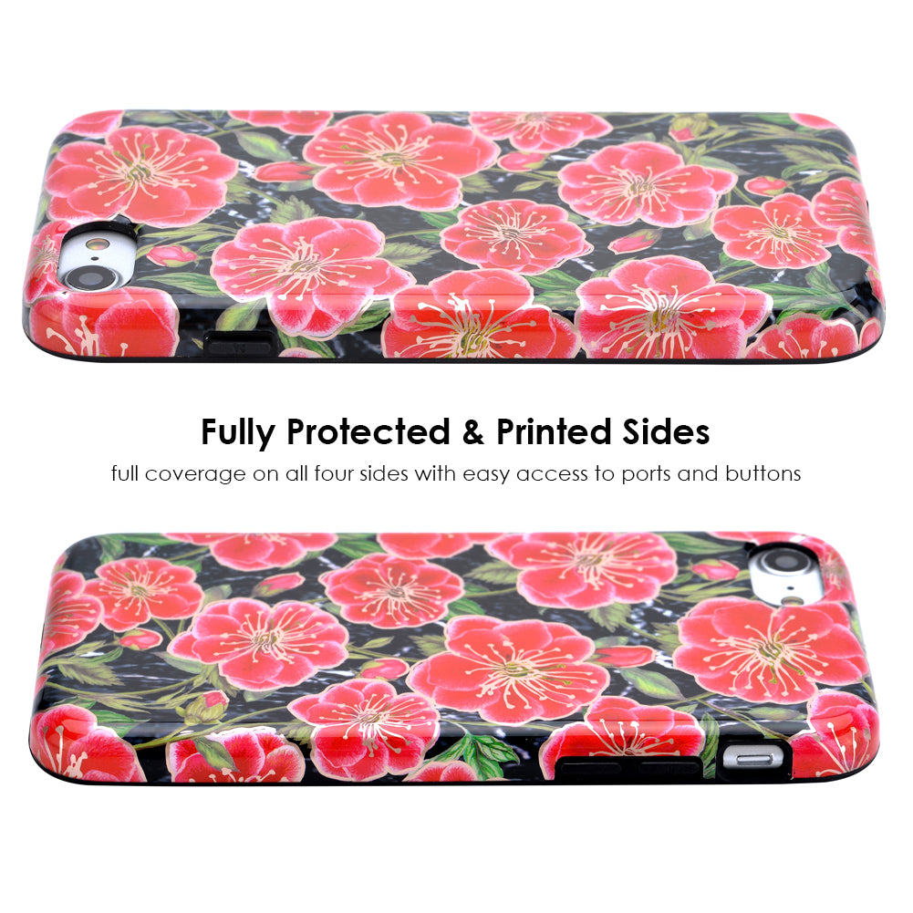 Black Hibiscus Rose Gold Chrome Floral iPhone Case - Stylish Protective Cover for iPhone 13/14/15 Pro Max - Perfect for Everyday Use, Travel & Gift Giving