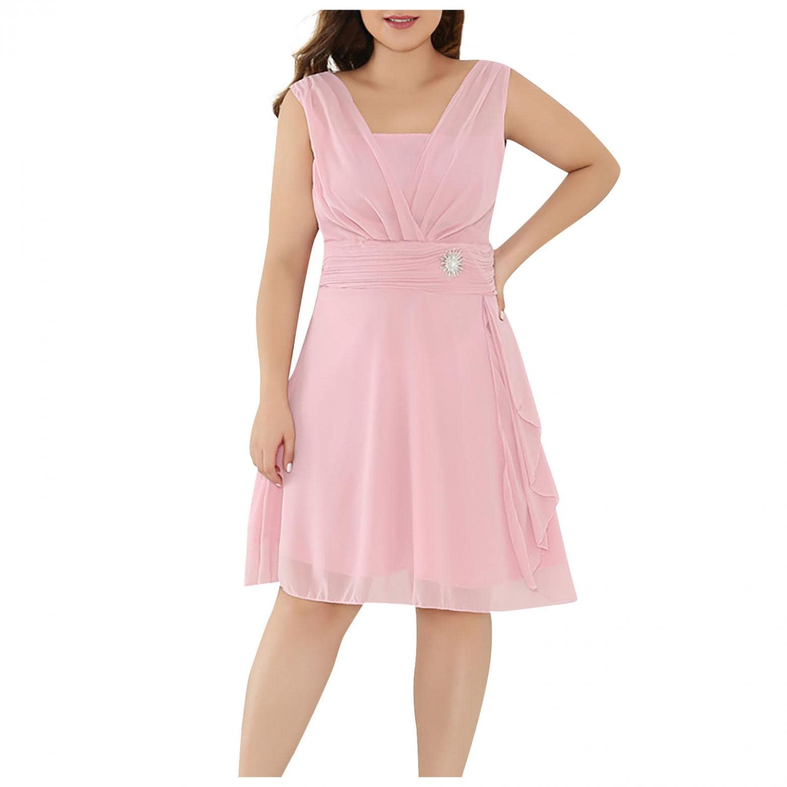 Elegant Plus Size Wrap Dress for Women - Formal Wedding Guest Dress, High-Waist Sleeveless Evening Gown for Special Occasions & Parties | Perfect for Cocktail Events, Date Nights & Holiday Gatherings