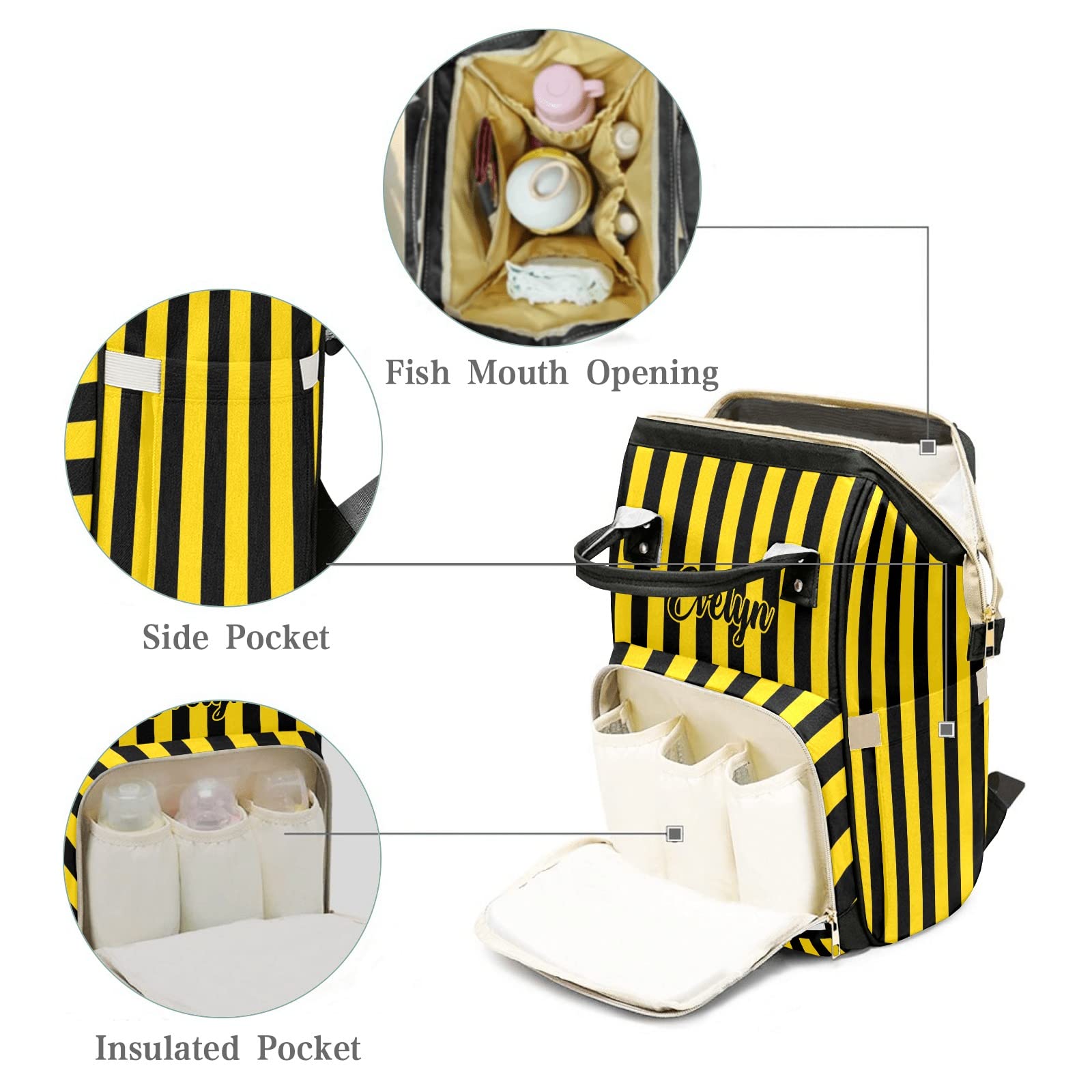Custom Diaper Bag Backpack Tote with Gnomes & Bee Design - Personalized Baby Shower Gift for New Moms - Perfect for Travel, Daycare & On-the-Go Parenting
