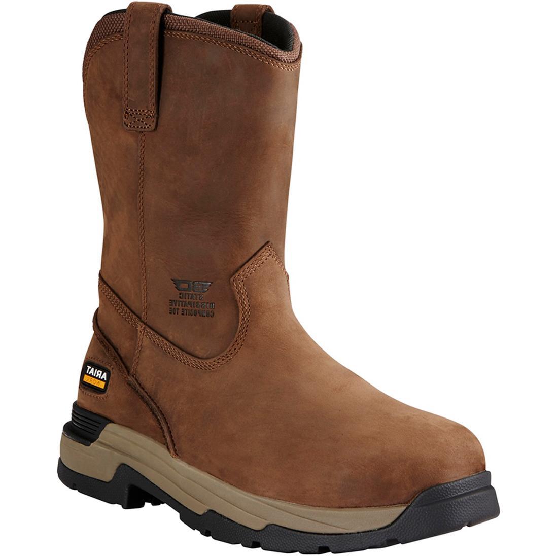 MasterGrip Composite Toe Slip-Resistant Work Boots - Oily Distressed Brown for Men | Waterproof Safety Shoes for Construction, Warehouse & Outdoor Work
