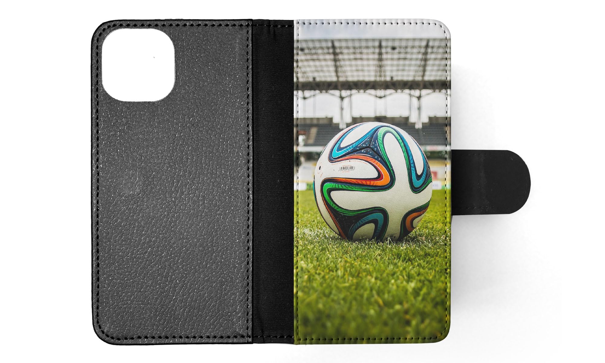 Durable Soccer Ball Design Flip Wallet Phone Case for Apple iPhone 15 - Perfect for Sports Fans & Outdoor Activities