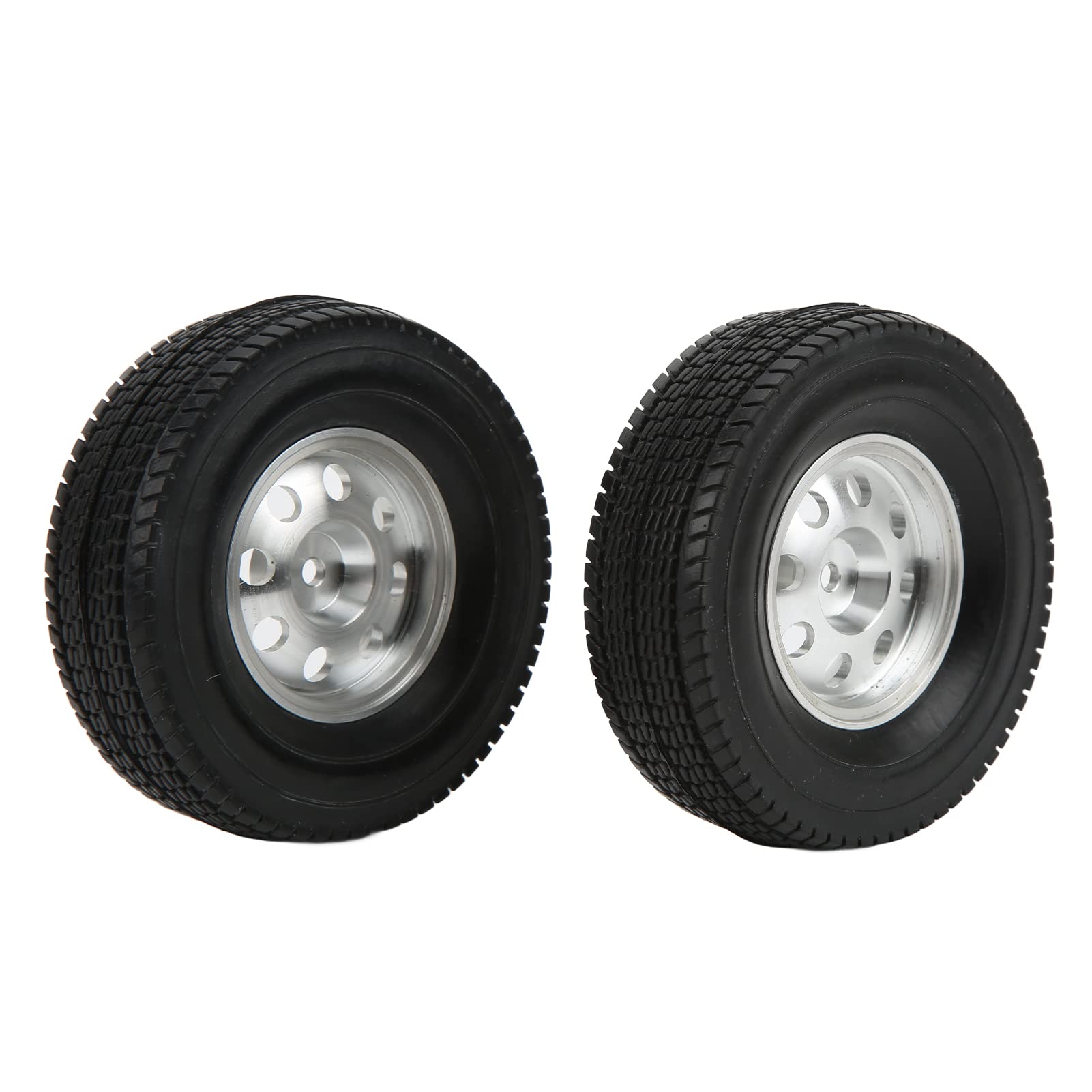 FastUU 85mm CNC Metal Alloy Wheel Rims with Anti-Slip Tires - 2PCS Durable RC Car Wheels for 1/14 Scale Tractor Models | Perfect for Off-Road Racing & RC Construction Vehicle Scenes