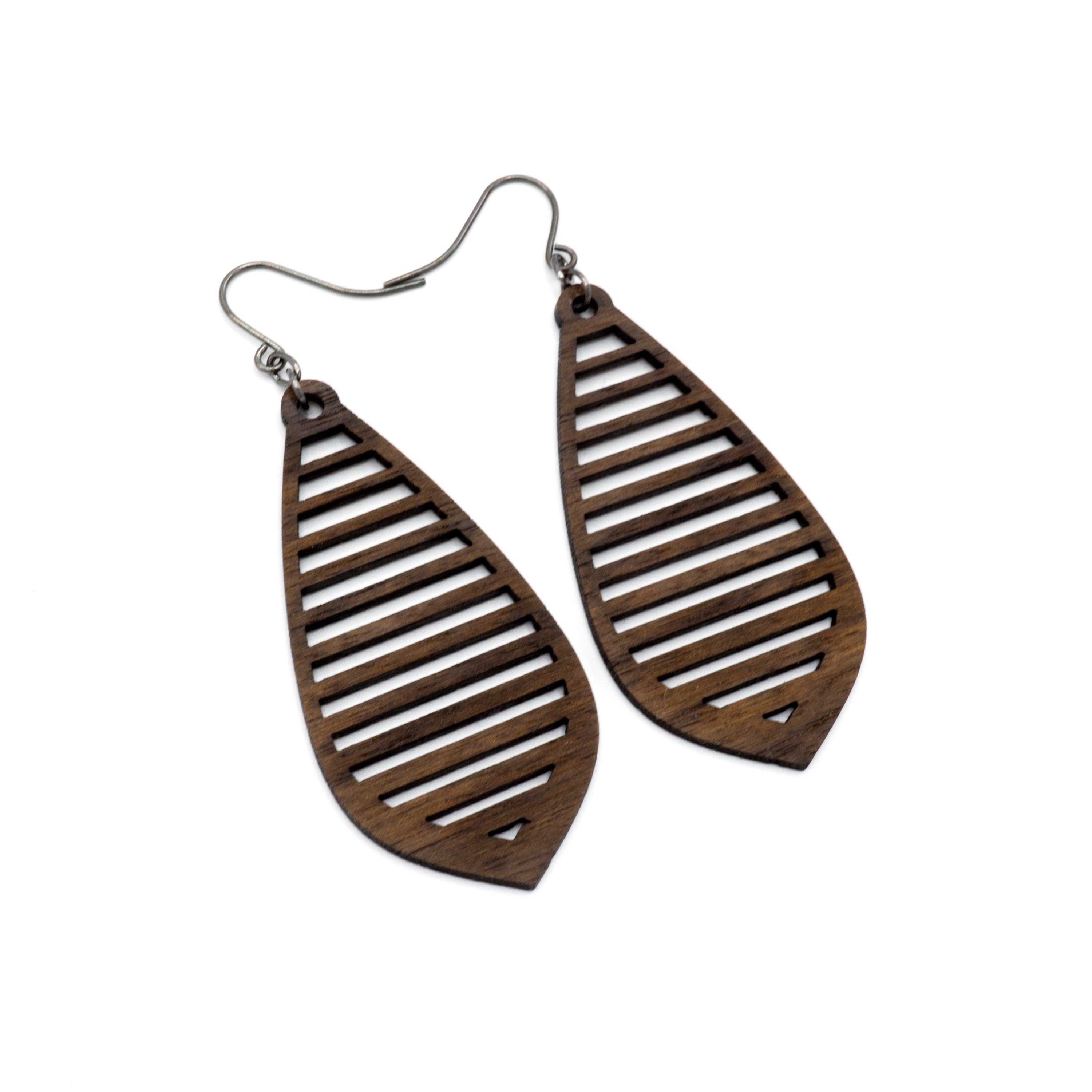 Gem Point 10mm Wooden Earrings - Handmade Walnut Wood Dangle Earrings for Women | Boho Chic Jewelry for Casual Wear, Parties & Special Occasions