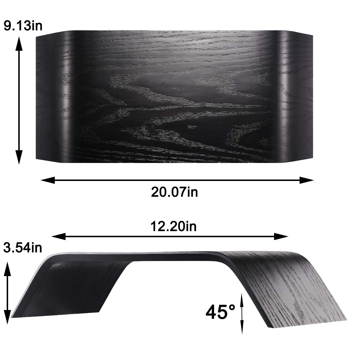 SAMDI Wooden Computer Monitor Stand with Storage - Oak Wood Black, Ergonomic Laptop Stand for MacBook, Notebook & Desktop Accessories - Perfect for Home Office, Gaming Setup & Workspace Organization