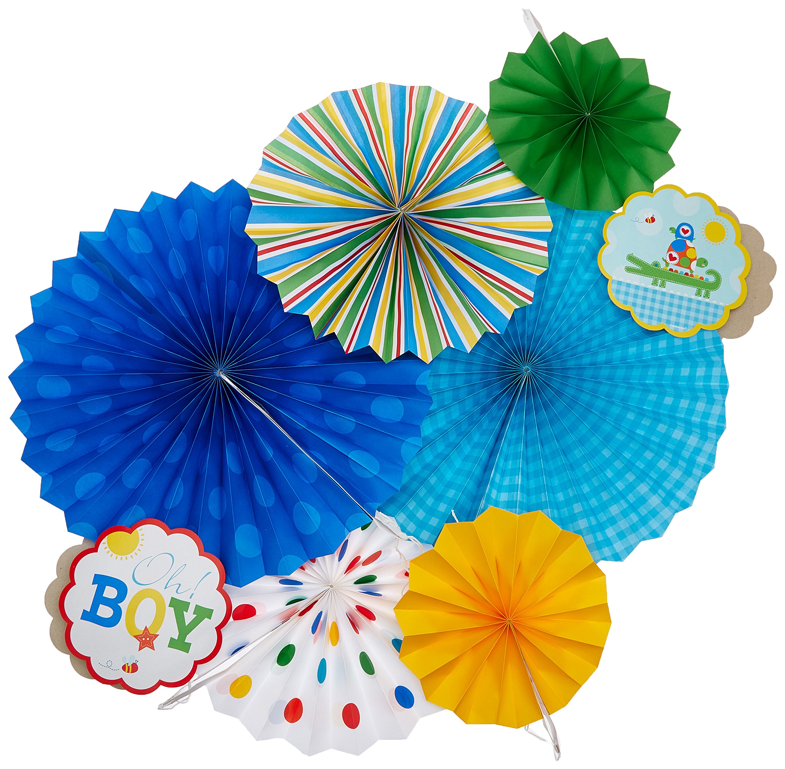 Ahoy Baby Boy Shower Paper Fan Decorations - Nautical Theme Party Supplies for Baby Shower, Birthday & Nursery Decor - Perfect for Ocean-Themed Celebrations