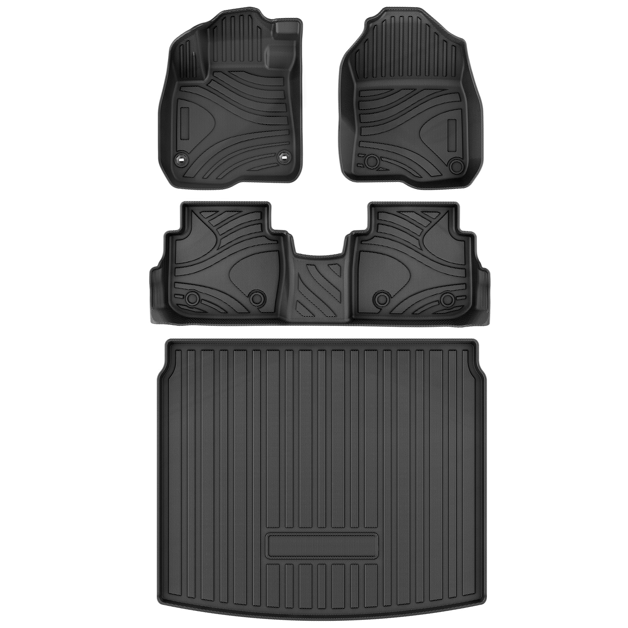 **2025 2024 2023 Honda CR-V (Non-Hybrid) Custom Fit All-Weather Floor Mats & Cargo Liner - TPE Front Rear Row & Trunk Mat Set, Black - Durable Car Accessories for Daily Commute & Road Trips**