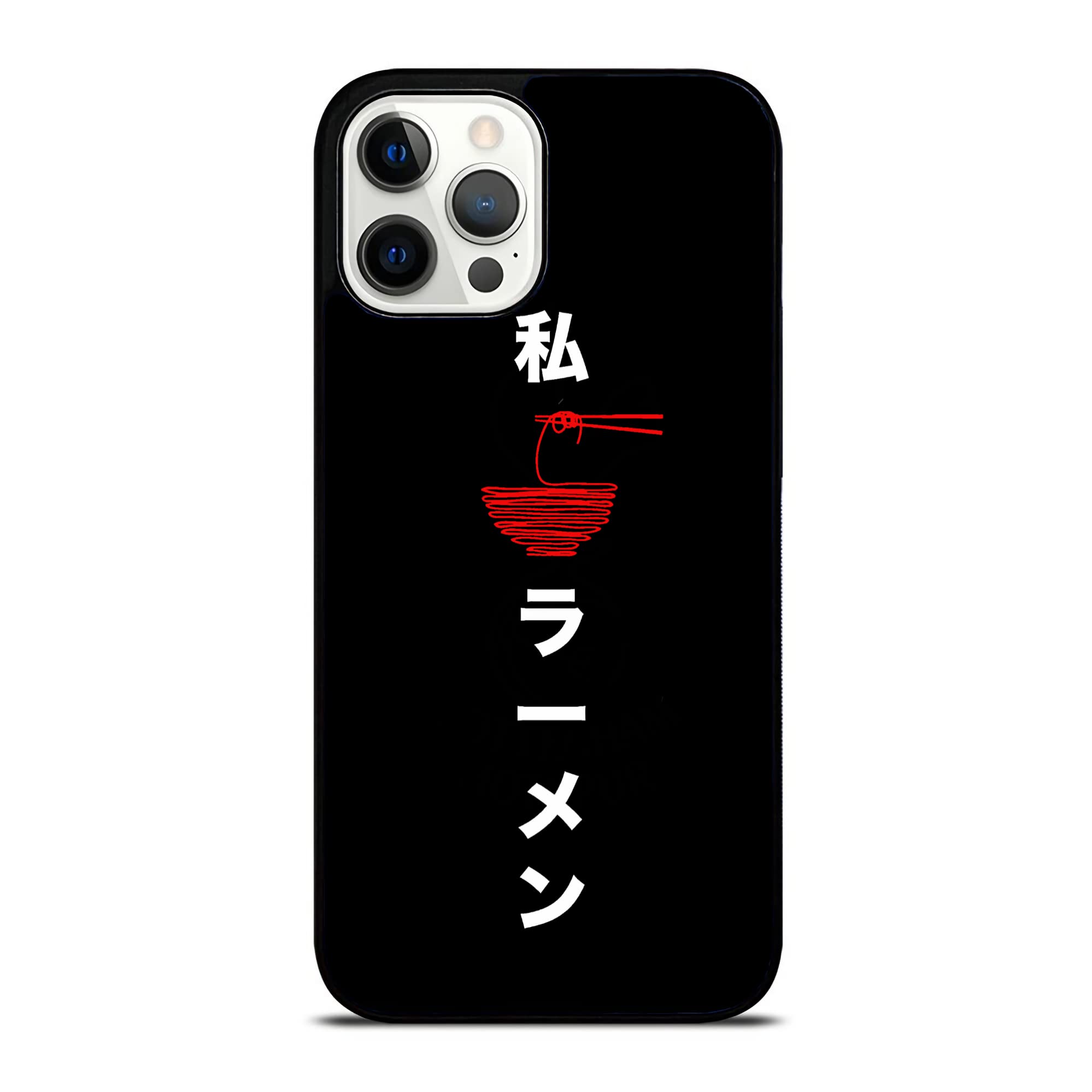 Japanese Anime I Love Ramen iPhone 13 Mini Case - Durable TPU Rubber Shockproof Slim Cover with Non-Slip Grip - Perfect for Anime Fans & Ramen Lovers (Black) - Great for Daily Use, Work, School & Travel