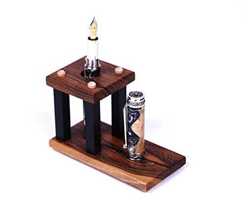 Premium Bocote & Ebony Wood Pen Stand - Handcrafted Upright Display Holder for Fountain Pens, Ballpoints & Collectibles | Perfect for Office Desk, Study Table & Gift Giving