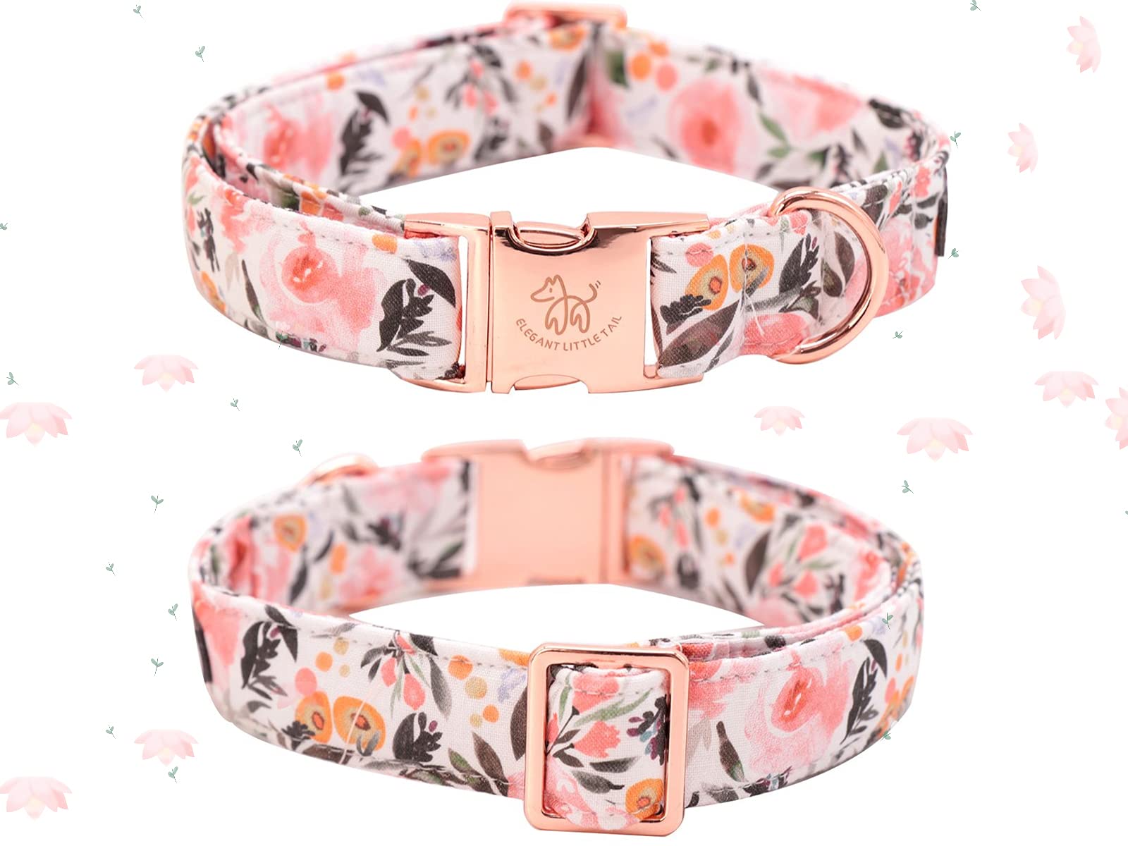 Pink Floral Dog Collar with Adjustable Bow Tie - Elegant Soft Pet Collar for Large Dogs | Perfect for Special Occasions, Photo Shoots & Daily Walks