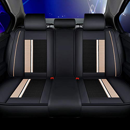 Premium 3D Surround Universal PU Leather & Ice Silk Car Seat Cover Set - 5-Seat Full Coverage with Airbag Compatibility (Includes Headrest & Lumbar Pillows) for Enhanced Comfort & Style in Sedans, SUVs, and Trucks