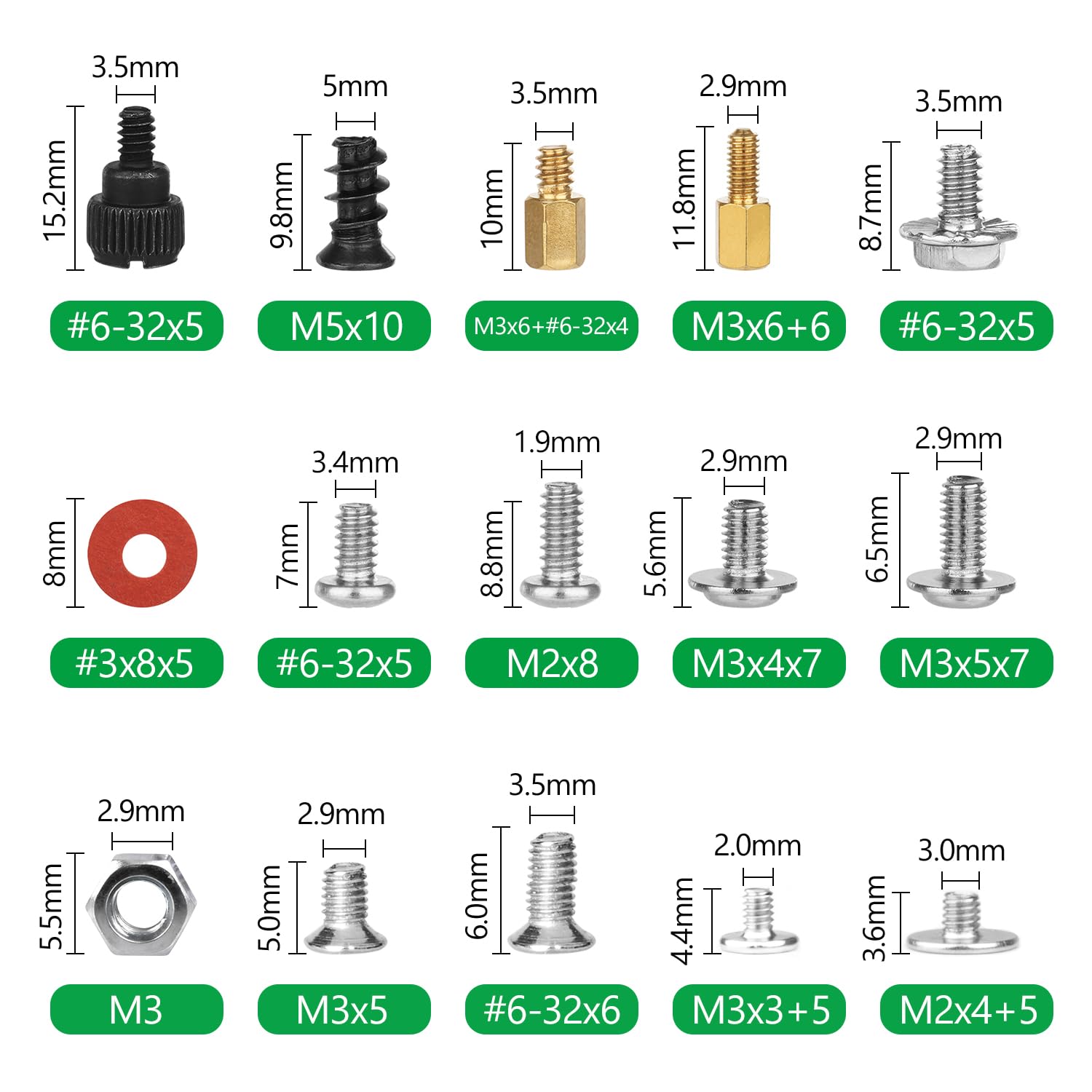 510 Pcs Computer Screw Set - #6-32 Male to M3 Female Standoffs Kit for PC Case, Motherboard, HDD, SSD & CD-ROM Installation - Perfect for Computer Building, Repair and Hardware Upgrades