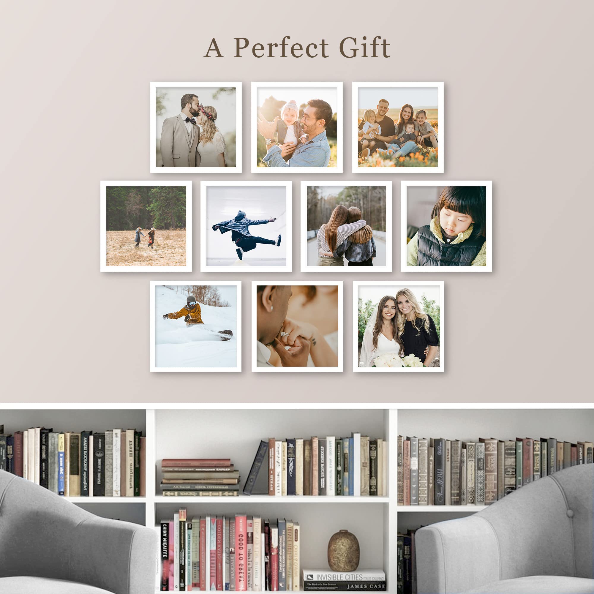 Custom Framed Wall Art Gallery Print Set - Personalized Vinyl Photo Frame Collection (Choose Up to 10) - 12
