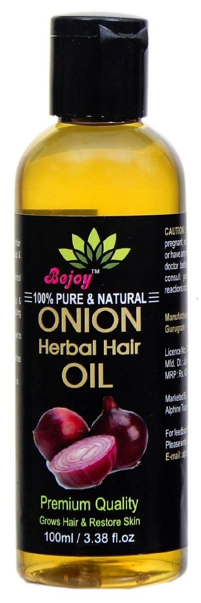 Bejoy Herbal Onion Hair Oil 100ml - Natural Hair Growth Treatment for Thicker, Stronger Hair - Reduce Hair Fall & Promote Regrowth - Perfect for Daily Scalp Massage & Hair Care Routine