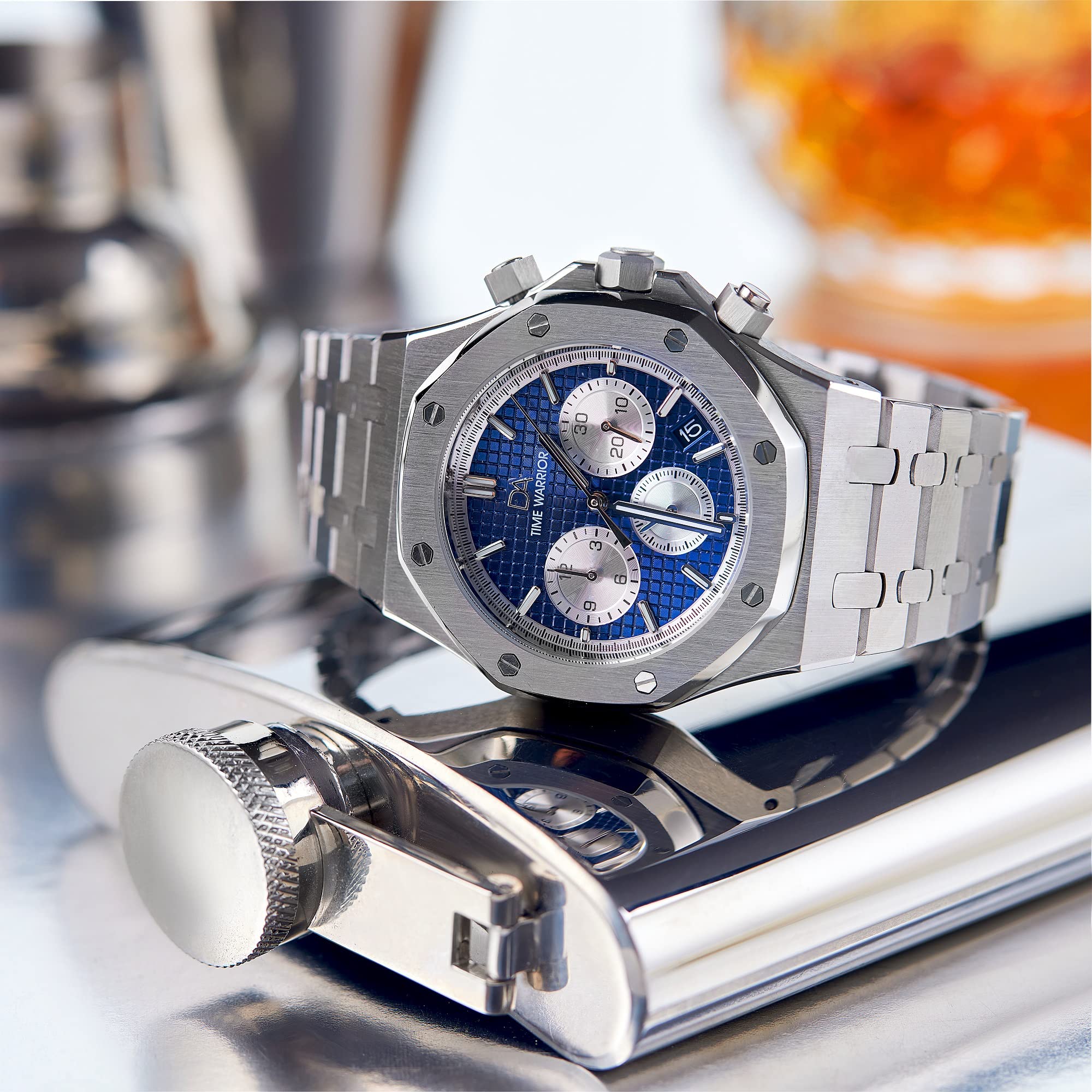 DA Royalty Men's Chronograph Watch - 316L Stainless Steel Case, Blue Dial, Luxury AP Style Design - Perfect for Business, Formal Events & Everyday Wear