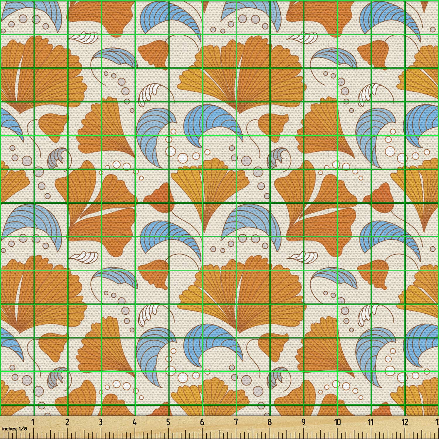 Ambesonne Floral Leaves Fabric by The Yard - Modern Romantic Blossom Petal Design for Upholstery, Curtains & Home Decor | 10 Yards Orange Blue Beige | Perfect for DIY Projects, Sofa Covers & Decorative Pillows