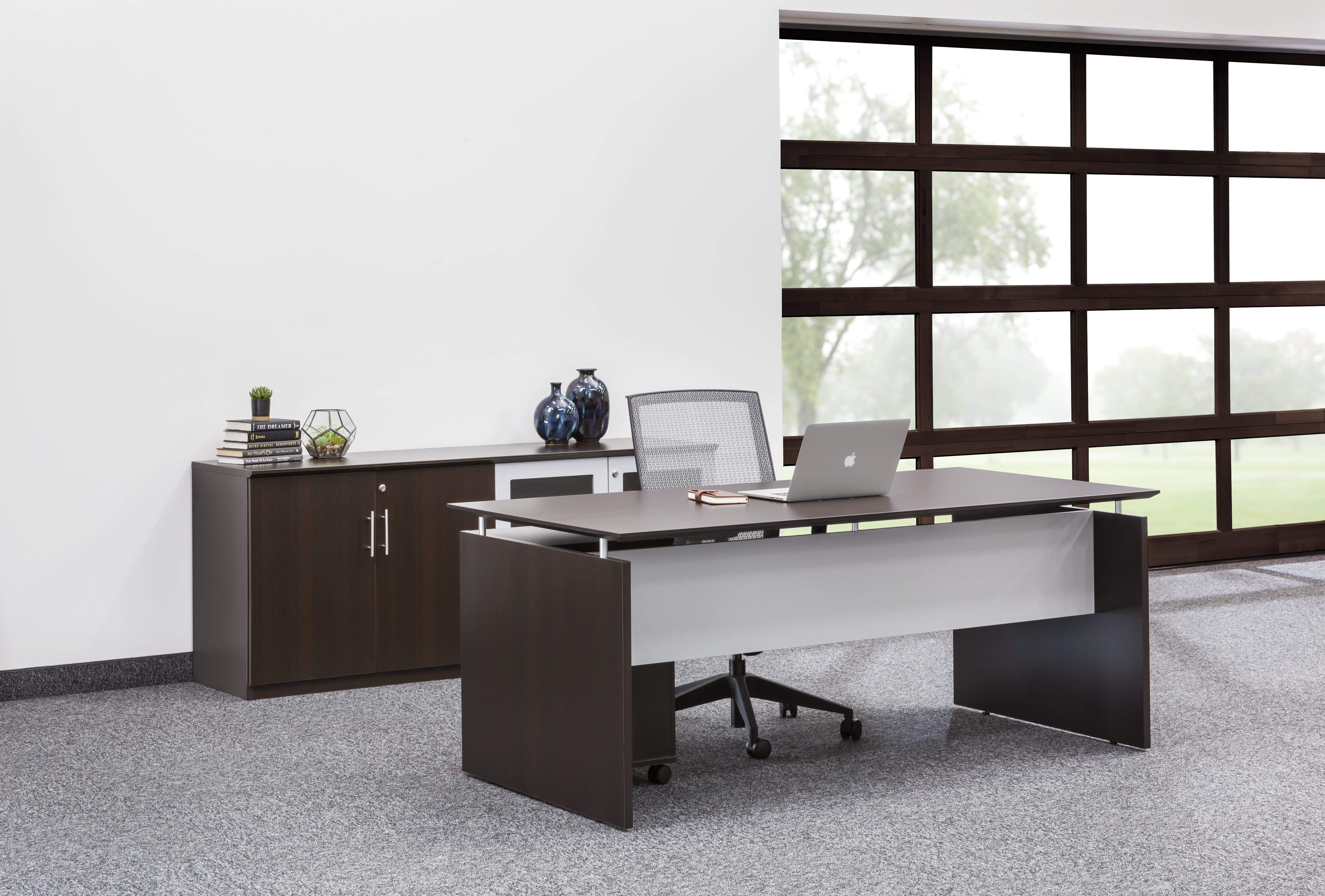 Safco Mayline Medina Low Wall Cabinet with Wood & Glass Doors - MVLC - Perfect for Office Storage, Home Organization & Workspace Decor