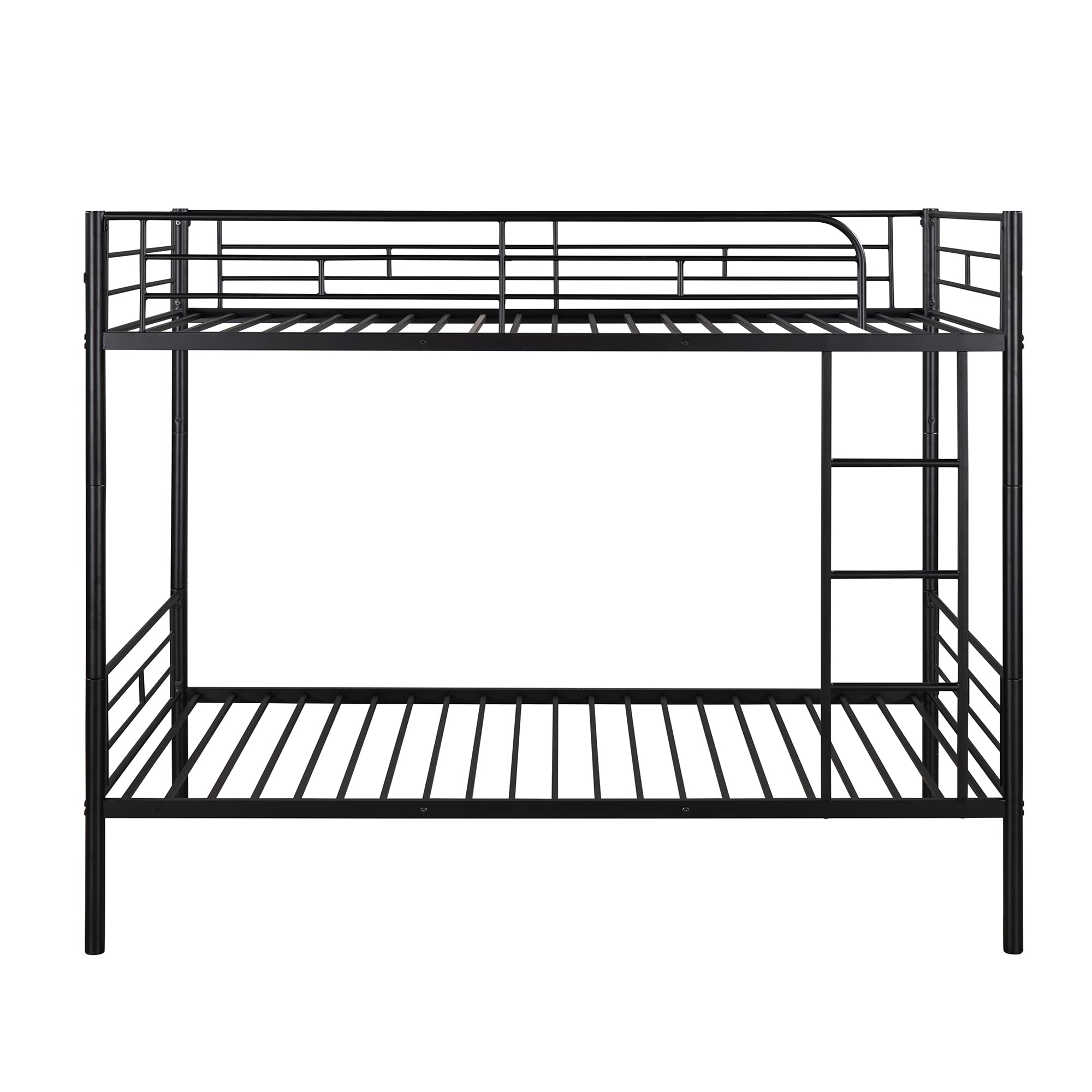 Twin Over Twin Metal Bunk Bed - Heavy Duty Bed Frame with Removable Ladder & Safety Rail - Converts to 2 Separate Twin Beds (Black) - Perfect for Kids' Rooms, Dormitories & Space-Saving Bedroom Solutions