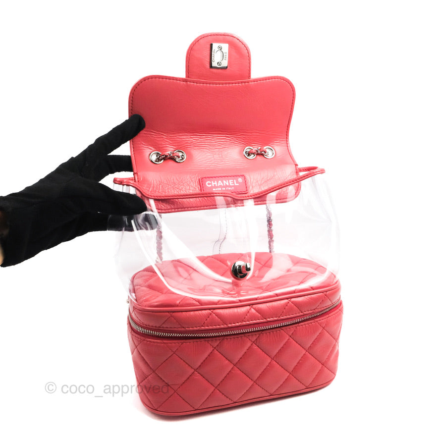 Chanel Aquarium PVC Coral Pink Crumpled Calfskin Silver Hardware Handbag - Luxury Designer Crossbody Bag for Women, Perfect for Evening Parties & Date Nights