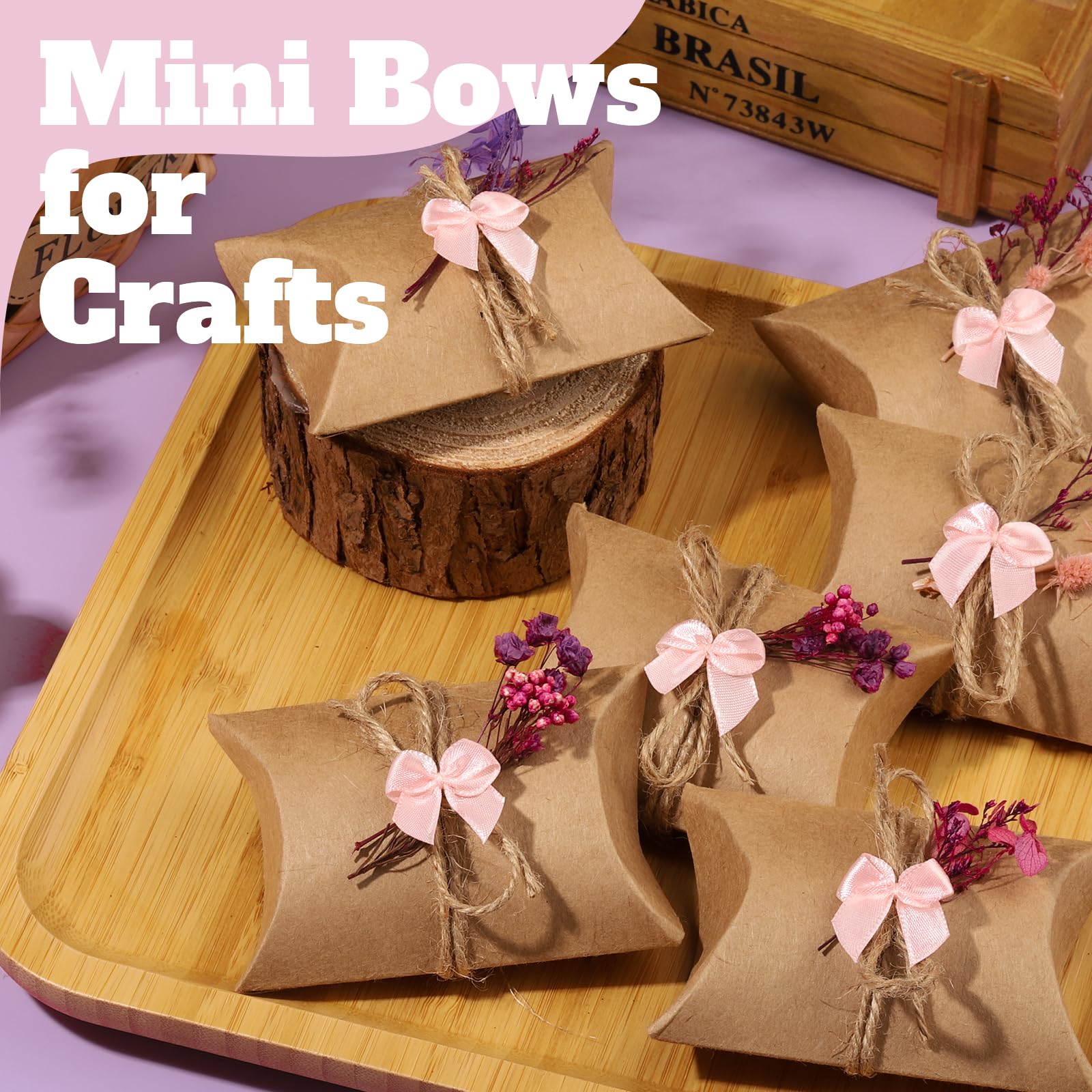 100 Pcs 1 Inch Mini Pink Satin Bows - Small Ribbon Bows for DIY Crafts, Sewing, Flower Arrangements, Bakery Wrapping & Party Decorations | Perfect for Wedding, Birthday, Baby Shower Decor & Gift Packaging