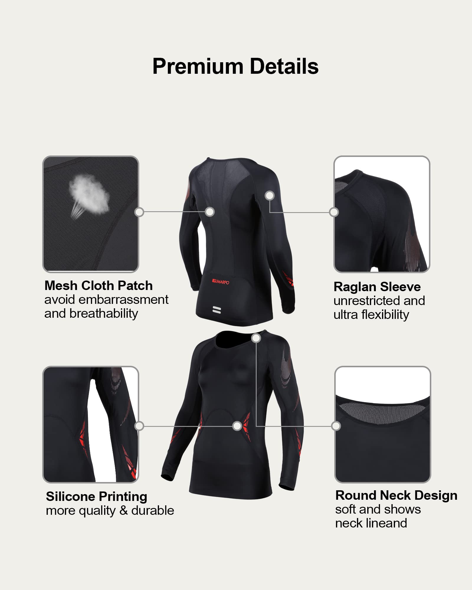 SUMARPO Men's Compression Shirts - Muscle Support Workout & Recovery Tight Long Sleeve Shirt with UPF50+ Sun Protection & Breathable Fabric - Ideal for Gym, Running, Cycling & Sports Training