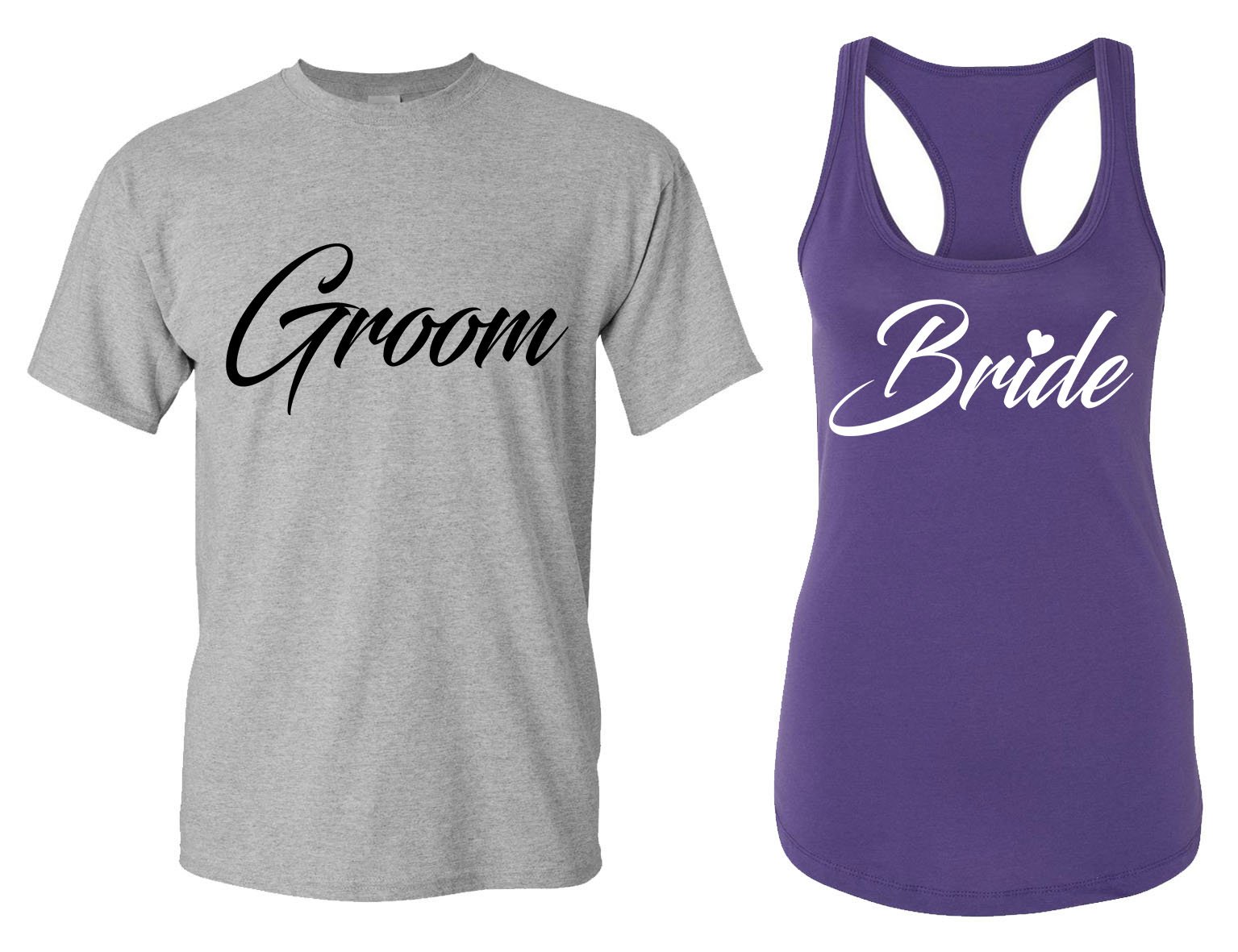 Couples Matching Wedding Party T-Shirts & Bridal Tank Tops - Bachelorette Outfits for Bride & Groom - Perfect for Engagement Photos, Bridal Showers & Honeymoon Getaways