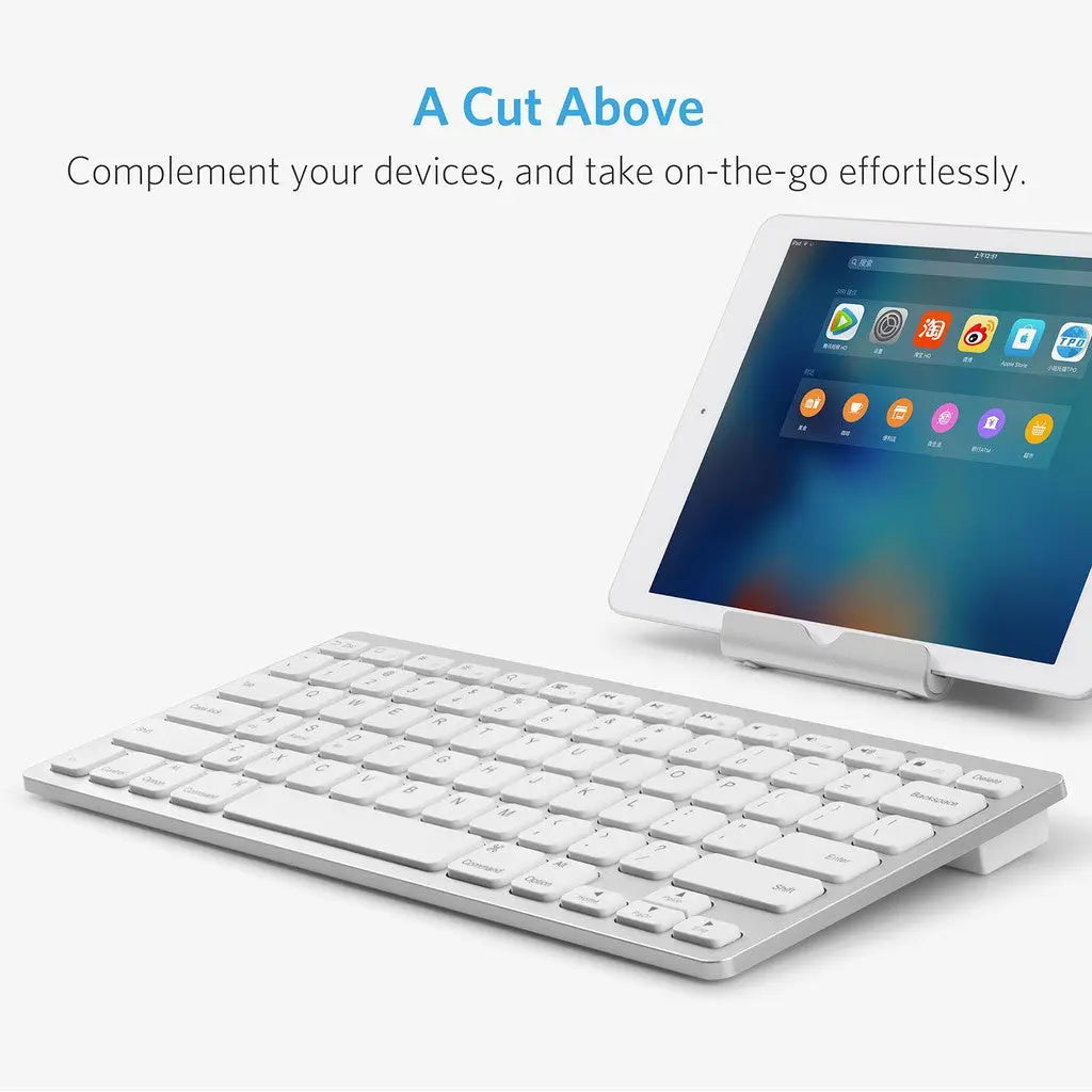 Ultra-Thin Bluetooth Wireless Keyboard A7726 - Compact & Portable for Laptop, Tablet, Smartphone - Perfect for Home, Office & Travel Use