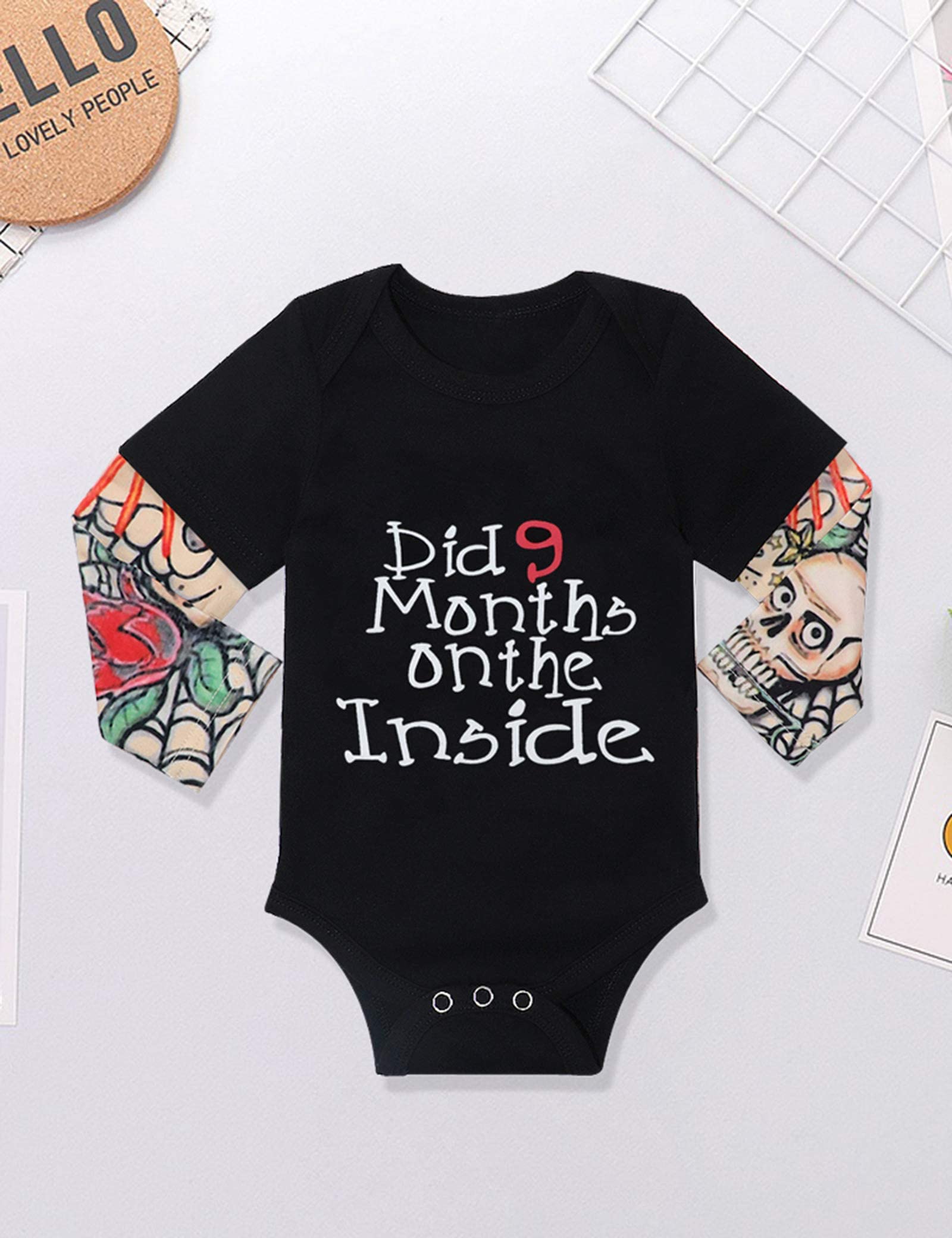 Fommy Baby Boy Clothes - Cute Letter Print Romper with Tattoo Sleeve Bodysuit | Soft Cotton Outfit for Newborns & Infants | Perfect for Playdates, Photo Shoots & Everyday Wear
