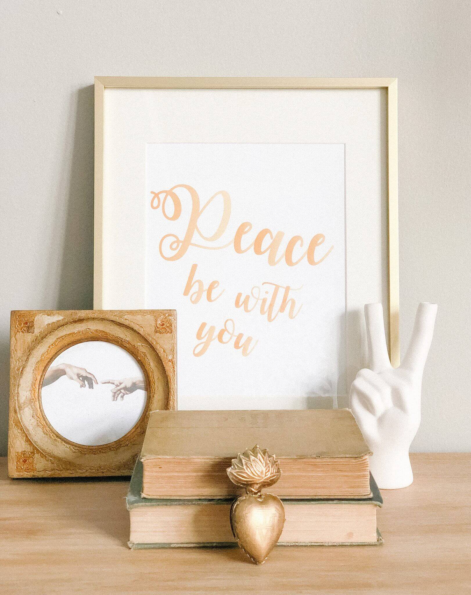 Peace Be With You Printable Wall Art - Inspirational Home Decor for Living Room, Bedroom & Office - Digital Download