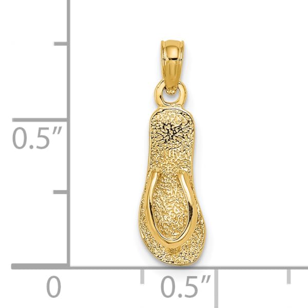 14K Solid Yellow Gold Hawaiian Flip Flop Necklace - Dainty Single Strap Sandal Pendant Charm for Women - Perfect Beach Vacation Jewelry Gift for Summer, Ocean Getaways & Tropical Themed Parties