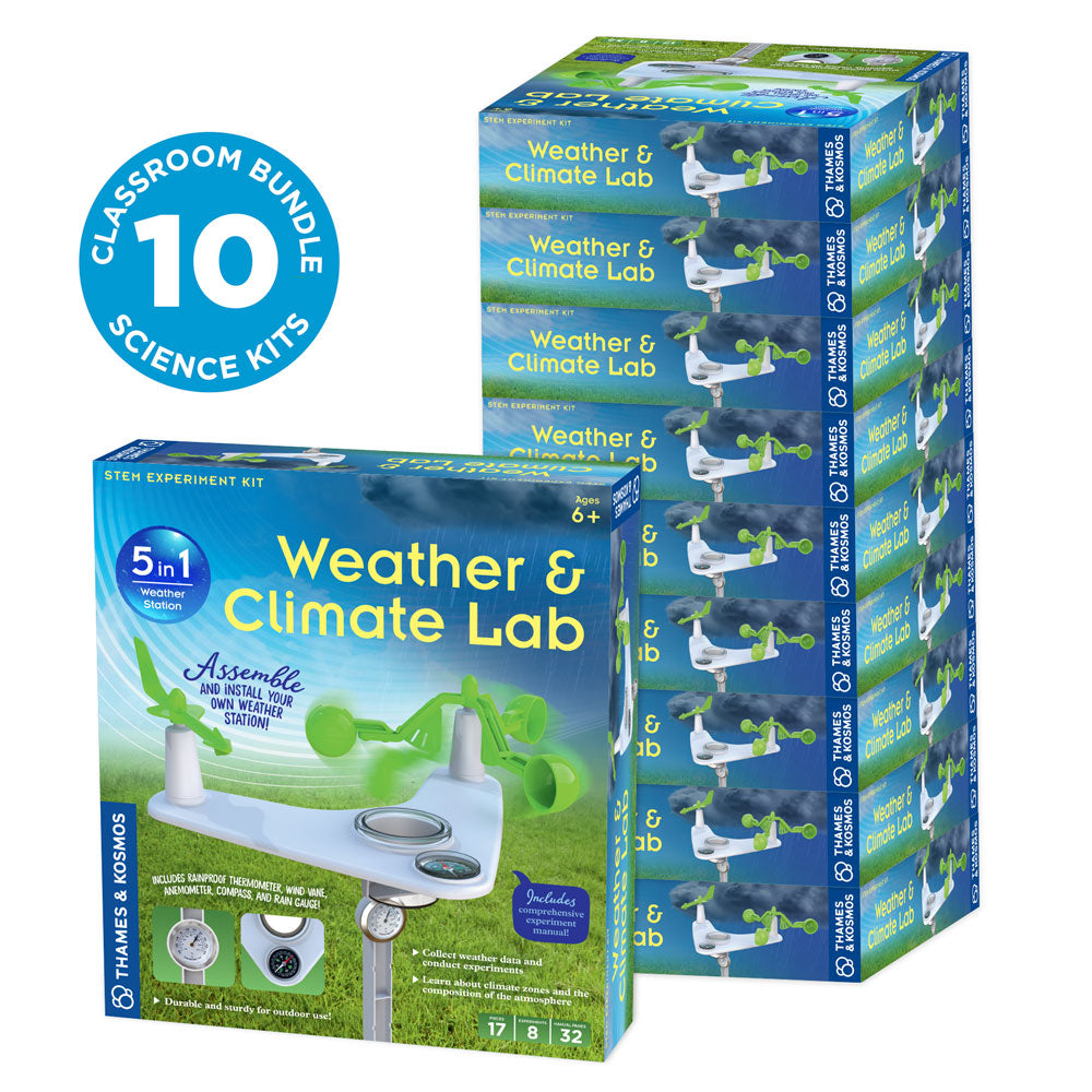 Weather & Climate Lab Classroom Bundle - 10 Pack STEM Educational Kit for Kids | Perfect for Science Classrooms, Homeschooling & Weather Experiments