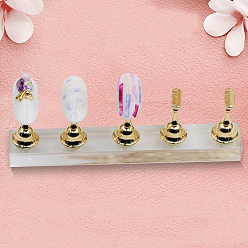OWLEEN Magnetic Acrylic Manicure Practice Hand - Professional Nail Training Stand for Nail Tech Students, Gold Nail Tips Display with Stable Base | Perfect for Salon Practice, Nail Art Demonstrations & Home Nail Care