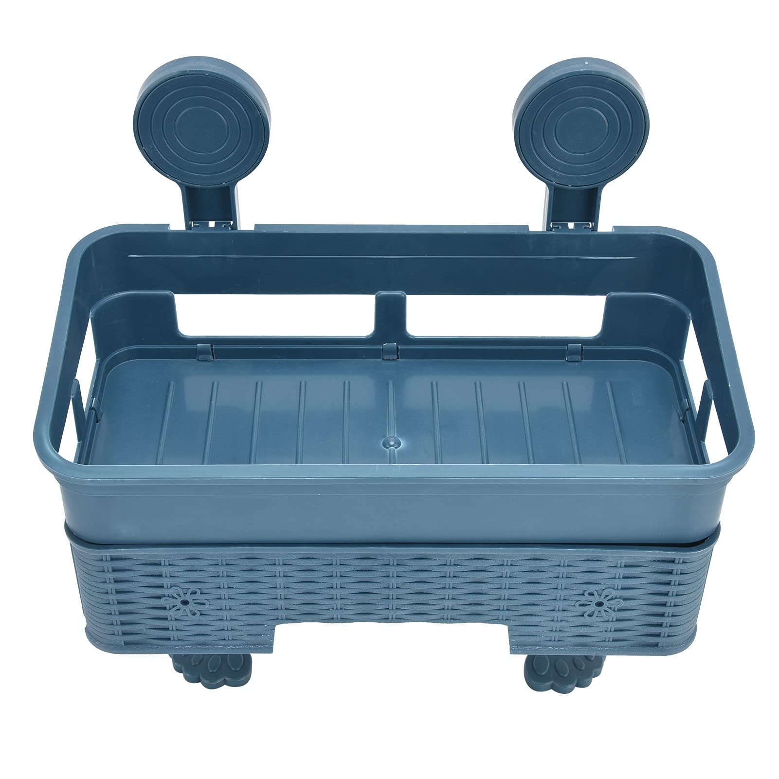 Double Layer Shower Caddy Basket - Wall Mounted Bathroom Shelf Organizer with Toilet Tissue Holder | Space Saving Storage for Shower, Kitchen & Bathroom | Perfect for Small Spaces & Apartment Living (Blue)