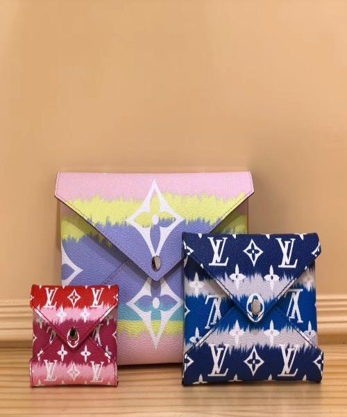 Louis Vuitton Escale Pochette Kirigami Set - 3-Piece Pastel Multicolor Leather Pouch Wallet & Accessory Case - Perfect for Travel, Cosmetics & Jewelry Organization
