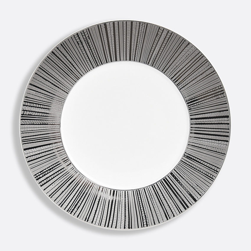 Bernardaud Silva Service Plate - Elegant White & Platinum Fine China Dinnerware Set for Formal Dining & Special Occasions