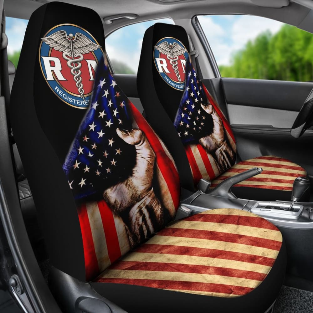 Patriotic American Flag Car Seat Covers for Nurses - Durable & Stylish Auto Accessories - Perfect for Healthcare Workers, First Responders & Patriotic Drivers