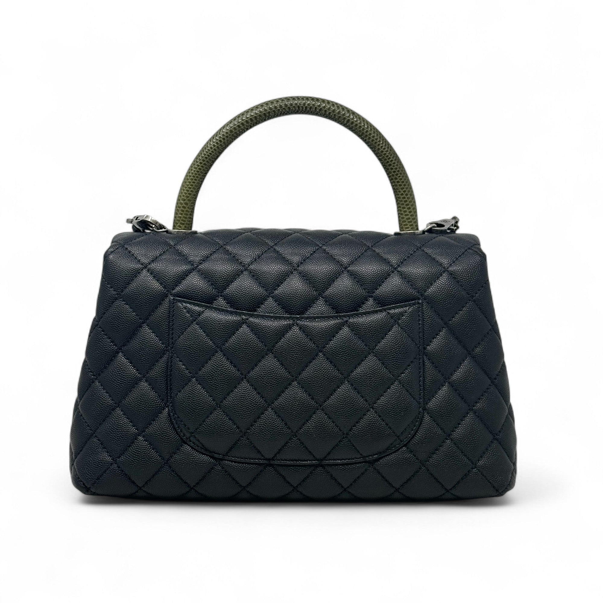 Chanel Black Medium Coco Handle Bag in Lizard Leather - Perfect for Evening Events & Luxury Fashion Accessories