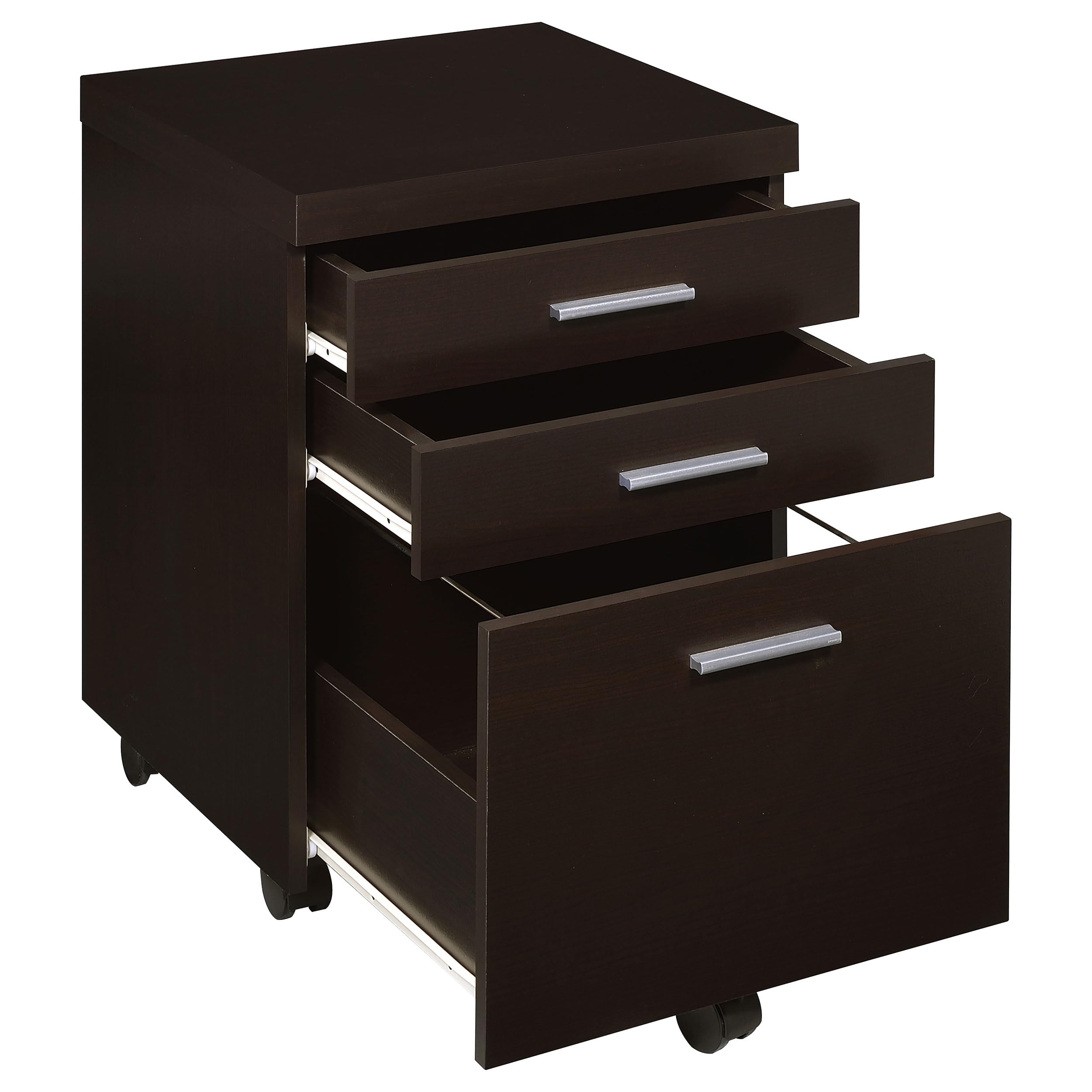 Skylar 3-Drawer Mobile File Cabinet by Coaster Furniture - Cappuccino Finish, 800894 - Perfect for Home Office, Dorm Room & Small Space Organization