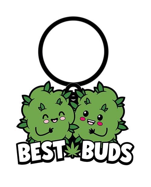 Best Buds Keychain - Green & White Friendship Gift for Keyrings, Backpacks & Everyday Carry - Perfect for Best Friends, Couples & Travel Accessories