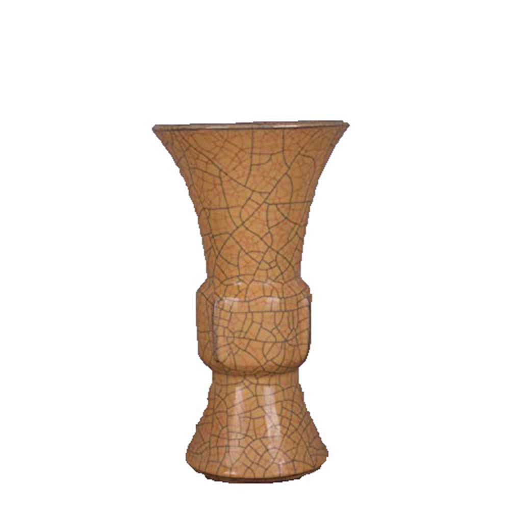 Antique Yellow Glazed Porcelain Flower Vase - Open Piece Vintage Home Decor for Study Collection & Soft Decorations | Perfect for Boho Home Decor, Shelf Styling & Vintage-Inspired Interior Design
