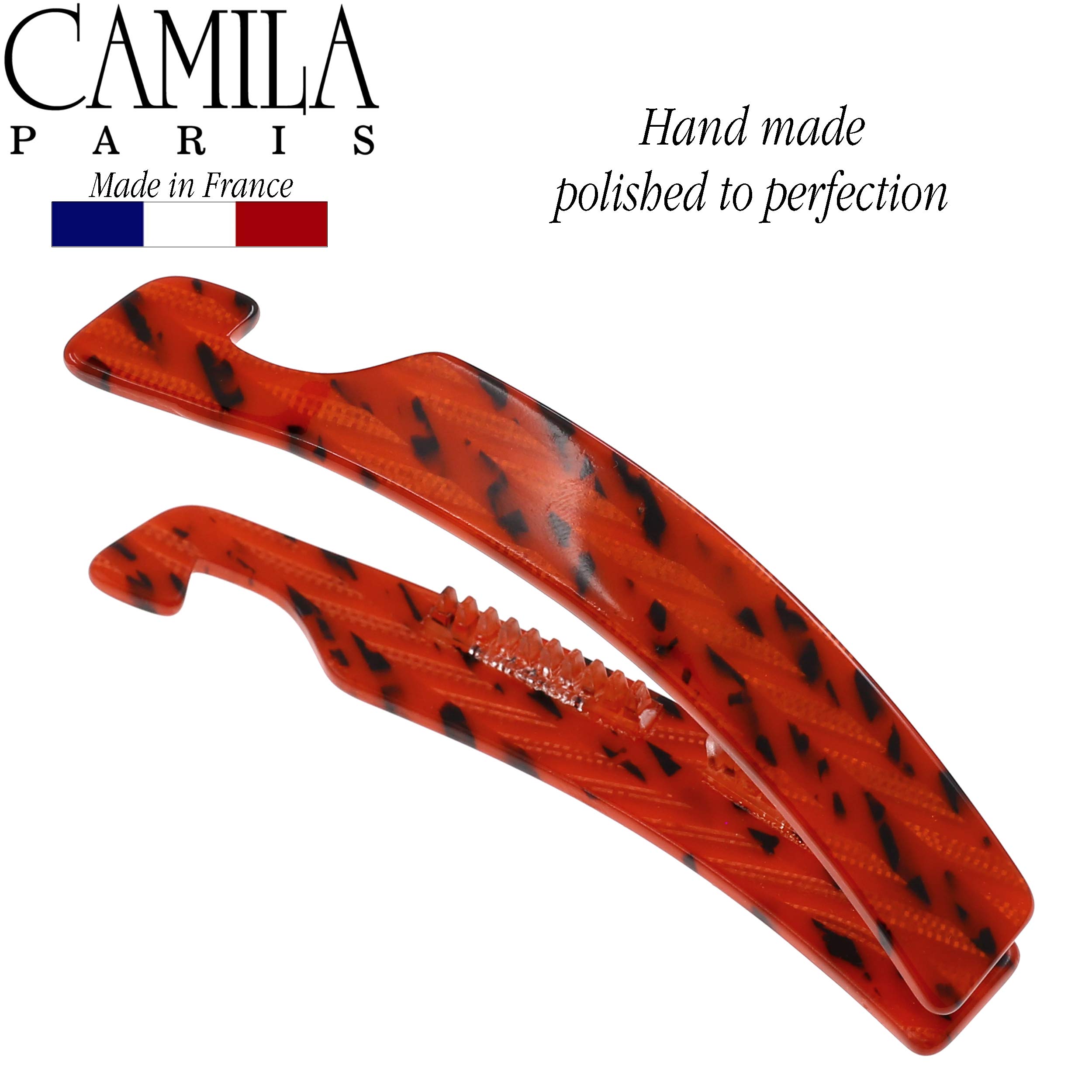 Camila Paris CP2510 4 Inch French Banana Clip Hair Comb - Handmade Victory Red Ponytail Holder for Women & Girls | Durable Interlocking Hair Accessories | Made in France | Perfect for School, Work, Parties & Everyday Styling