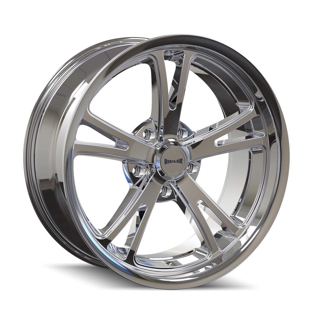 Ridler 606 Chrome Alloy Steel Custom Wheels 17x7 Inches 5x83mm 0mm Offset - Premium Car Rims for Trucks, SUVs and Muscle Cars - Perfect for Street Performance and Custom Builds