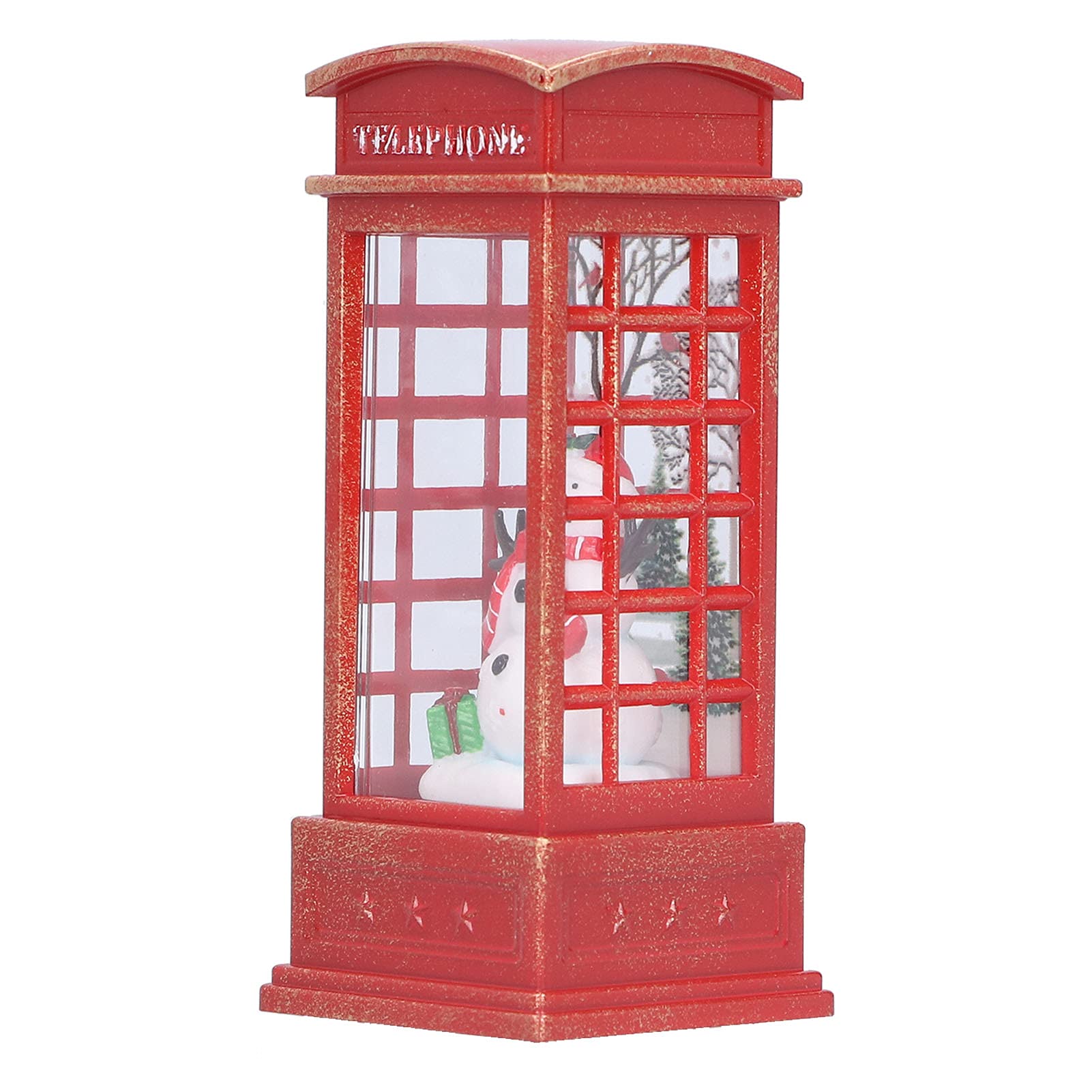 01 Santa Telephone Booth Decor - Elegant & Durable Mini Lamp for Home, Bedroom, Christmas Tree (Snowman & Leaning Tower Styles) - Perfect Gift for Kids, Friends & Holiday Decoration
