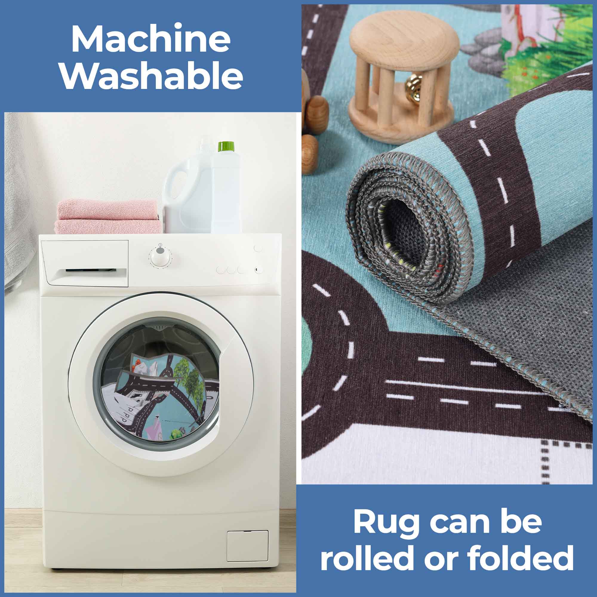 Non-Slip Kids Playroom Rug - Washable Nursery Carpet for Indoor Use | Safe Play Area Mat for Toddlers & Children | Perfect for Daycare, Bedroom, and Playroom Flooring